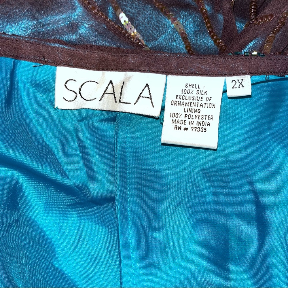 Scala Y2k 90s Sequins Layered Mesh 100% Silk Merm… - image 5